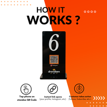 1 QR NFC Enabled Black Premium Tabletop Number Standee Pack for Restaurant & Cafe | Digital Menu