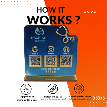 3 QR NFC Enabled Stethoscope Printed Standee For Child Clinic Hospital Medical