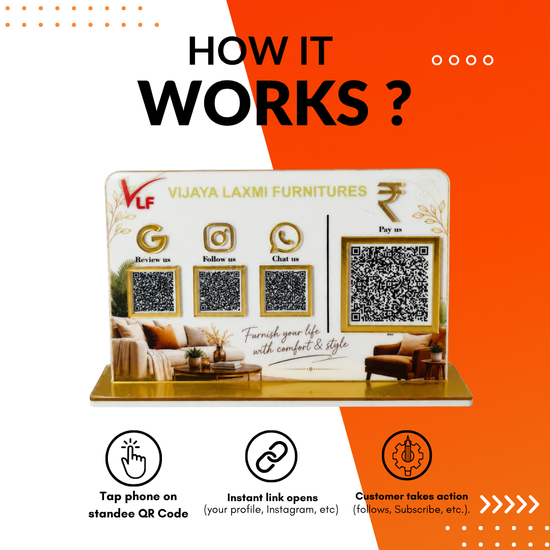 4 QR NFC Enabled Horizontal Sofa Printed Standee For Furniture and Sofa Stores