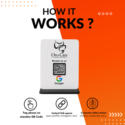 1 QR NFC Enabled White Background Standee For Restaurant Cafe Hotel Salon