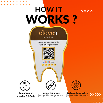 1 QR NFC Enabled Tooth Cutout For Dentists Dental Clinic Dental Care Dental Hospital Scan To Pay Standee for Dental Clinic
