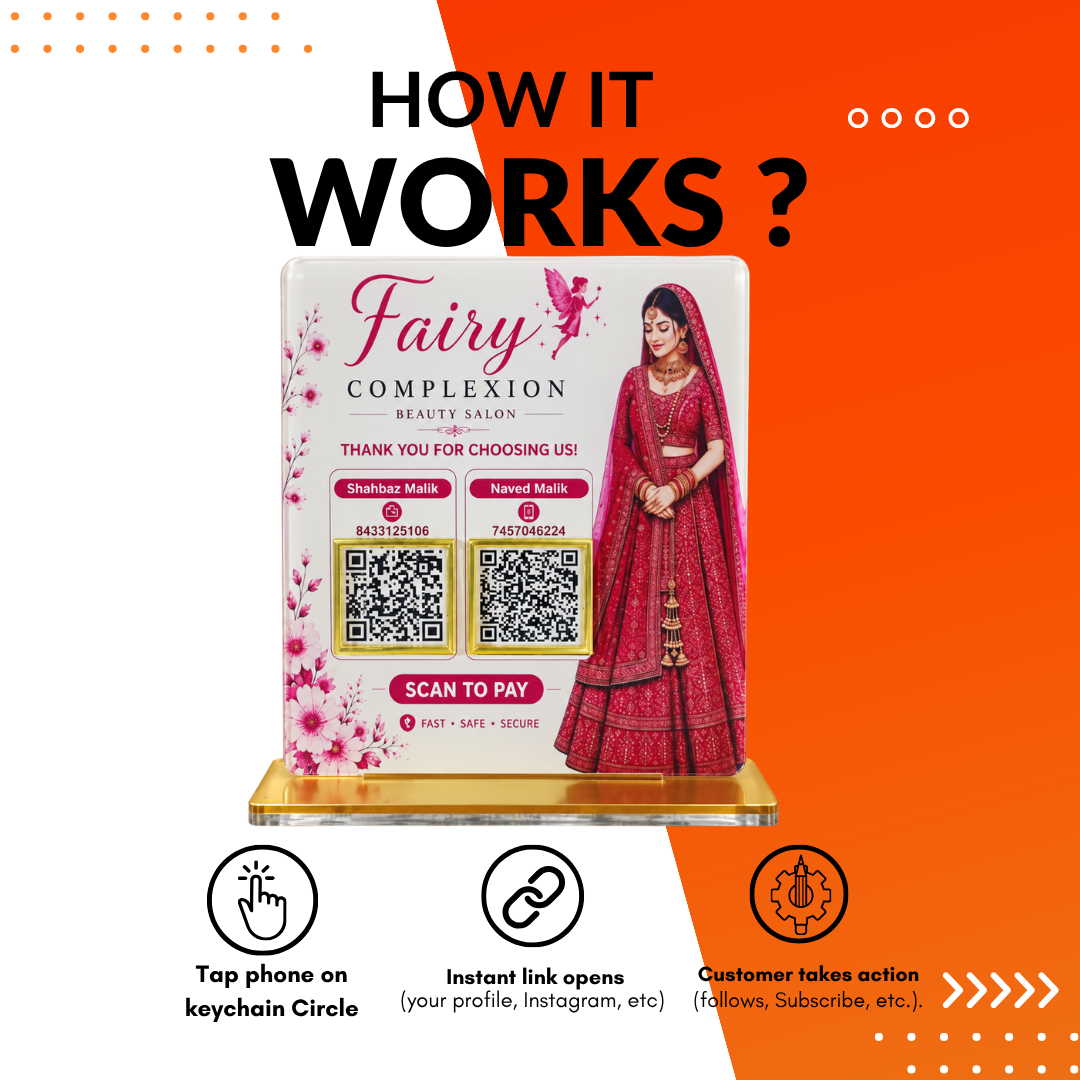 2 QR NFC Enabled Bridal Theme Standee for Beauty Salon & Makeup Studio