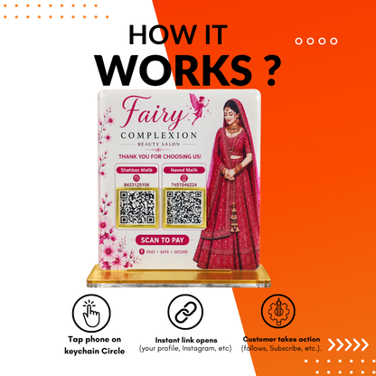 2 QR NFC Enabled Bridal Theme Standee for Beauty Salon & Makeup Studio