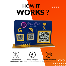 3 QR NFC Enabled Horizontal 6x8 Blue Colour Standee