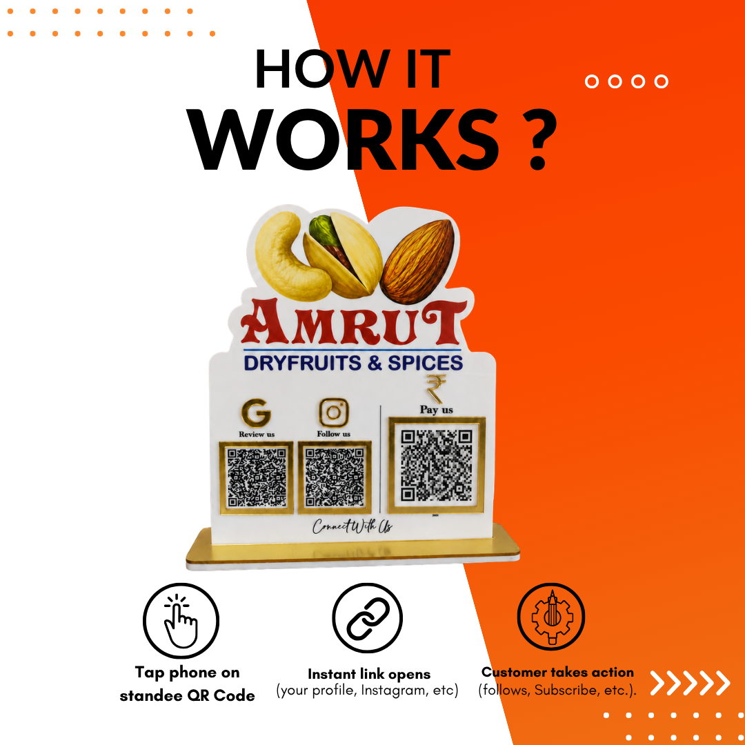 3 QR NFC Enabled Dry Fruit Cut Out Standee For Shop