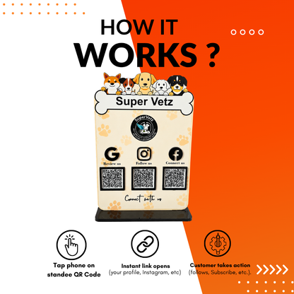 3 QR NFC Enabled Standee Dog Cut Out Standee For Pet Store And Shop