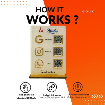 3 QR NFC Enabled Frosted Vertical Standee For Jewellers Restaurent Cafe Hotel