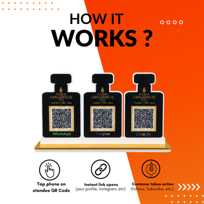 3 QR NFC Enabled Bottle Shape Standee For perfume shops wine shops