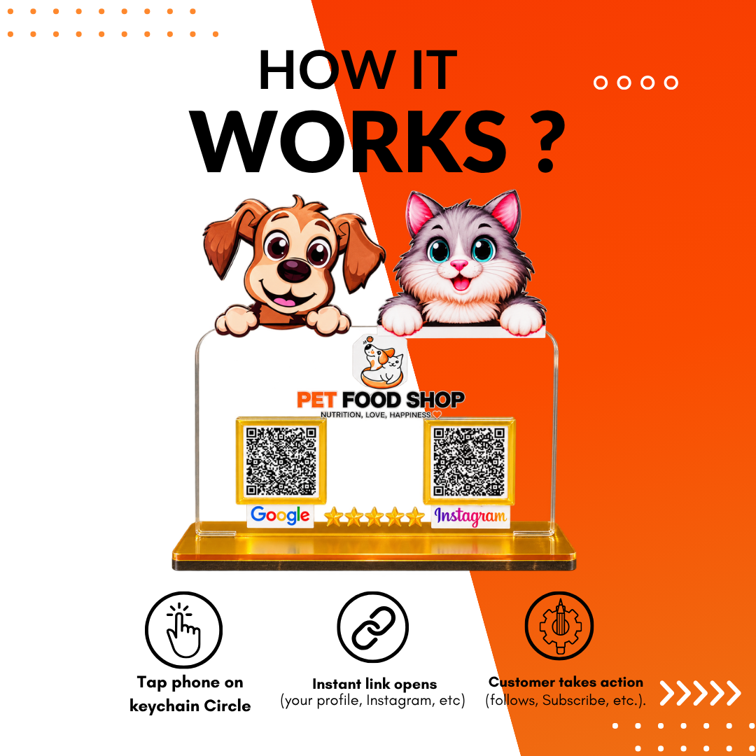 2 QR NFC Enabled Pet Shop Transparent Standee