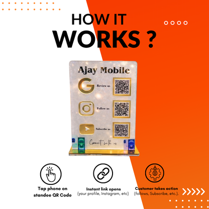 3 QR NFC Enabled Standee For Mobile Shop & Electronics Store