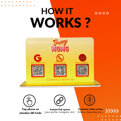 3 QR NFC Enabled Gradient Color Standee for Shops Cafes Clinics & Offices