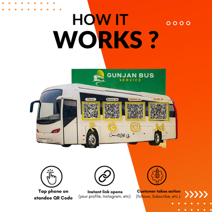 4 QR NFC Enabled Bus Shape Table Top Standee for Bus Service