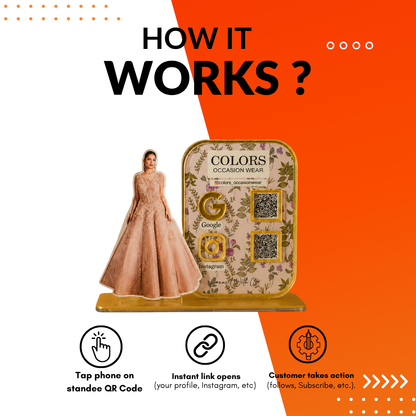 2 QR NFC Enabled Girl Cut Out Standee For Cloth Store and Showroom