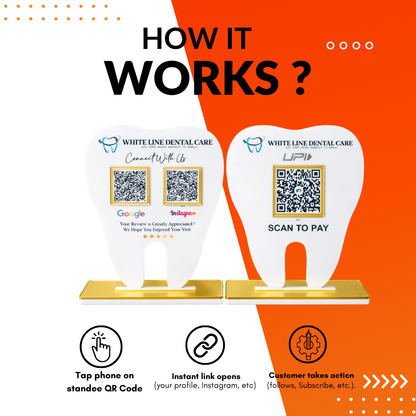 2 QR Tooth Shape NFC Enabled Bundle For Dentists Dental Clinic Dental Care