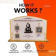 3 QR NFC Enabled Standee With Yoga Print For Yoga Institute Fitness