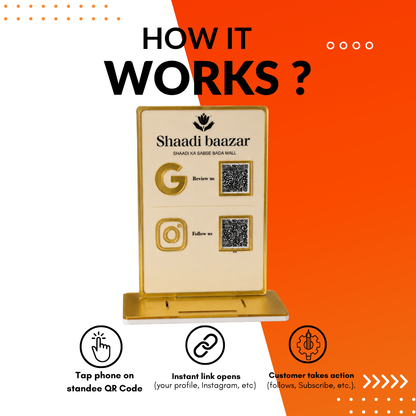 2 QR NFC Enabled Vertical Standee For Salon GYM Dental Clinic