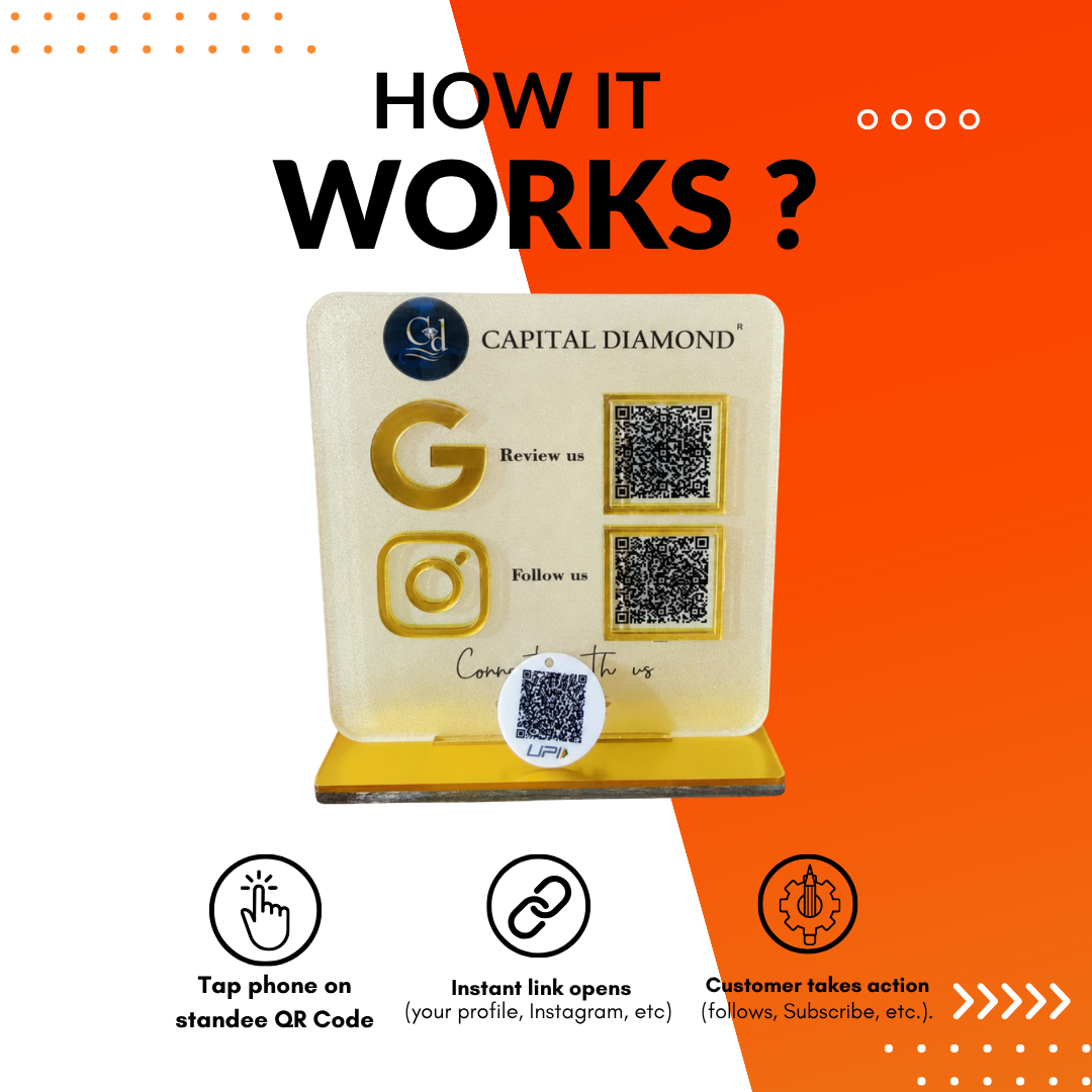 2 QR NFC Enabled Frosted Standee With Payment Keychain
