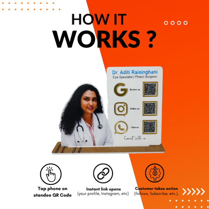 3 QR Vertical Standee With Picture Cut Out Standee For Dental Clinic Hospitals and Medical Store