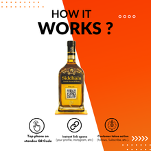1 QR NFC Enabled Bottle Shape Table Top Standee for Scotch House & Wine Shop | UPI Payment