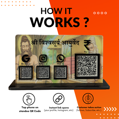 4 QR NFC Enabled Standee For Ayurvedic Background image For Medical Clinic Hospital