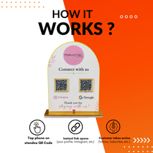 2 QR NFC Enabled Round Shape Standee For Salon Cafe Restaurant