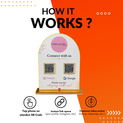 2 QR NFC Enabled Round Shape Standee For Salon Cafe Restaurant