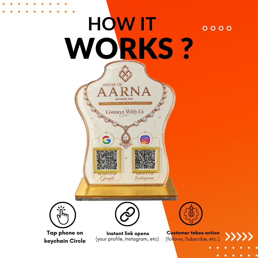 2 QR NFC Enabled Necklace Printed Standee For Jewelers