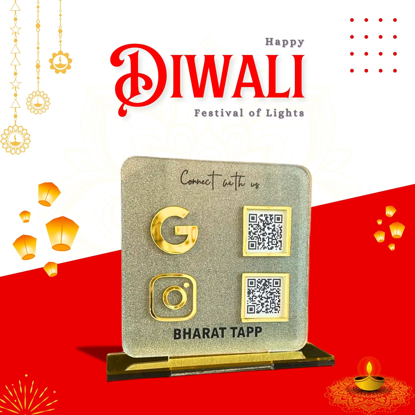 2 QR Digital Frosted Colour Standee