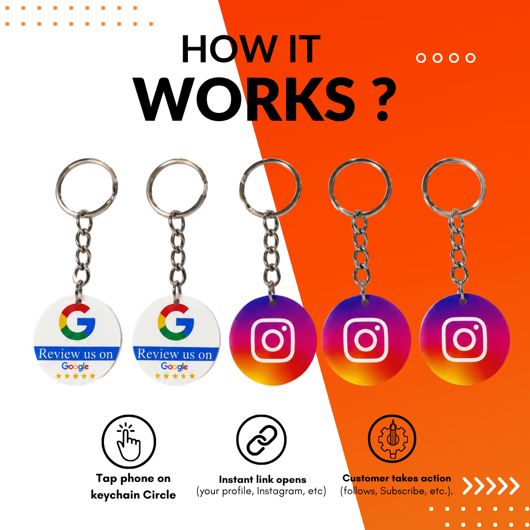 5 Keychain Instagram and Google Review Keychain Combo