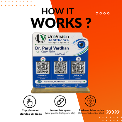 3 QR NFC Enabled Eye Printed Standee For Eye Clinic And Eye Hospital