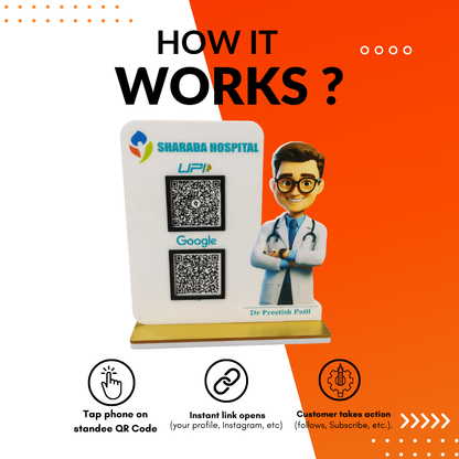 2 QR NFC Enabled Doctor Printed Standee For Doctores and medicals For Clinic and Hospital