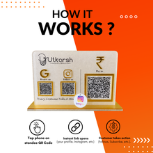 3 QR NFC Enabled Horizontal Standee with Instagram Keychain for Clothing Stores & Boutiques