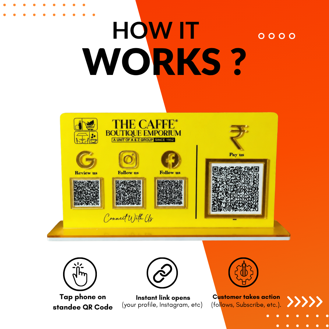 4 QR NFC Enabled Horizontal Yellow Colour Standee