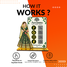 4 QR NFC Enabled Girl Cutout Vertical Standee For Cloth Store
