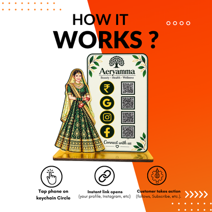 4 QR NFC Enabled Girl Cutout Vertical Standee For Cloth Store