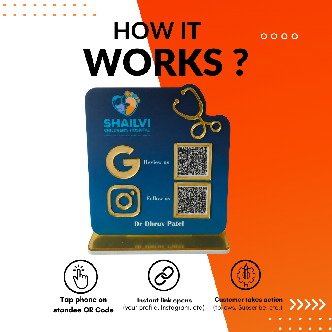 2 QR NFC Enabled Stethoscope Printed Standee For Child Clinic Hospital Medical