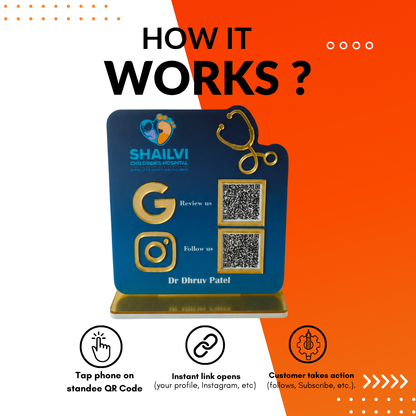 2 QR NFC Enabled Stethoscope Printed Standee For Child Clinic Hospital Medical