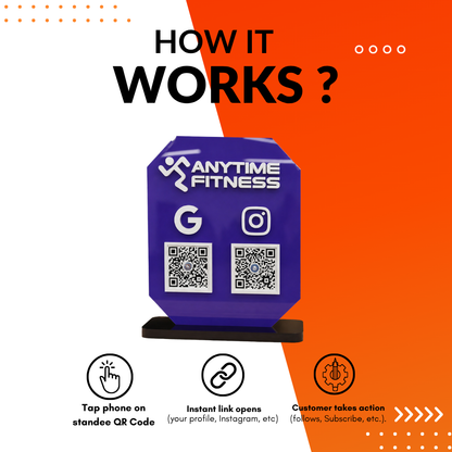 2 QR NFC Enabled Blue Colour Standee for Gym & Fitness Studio