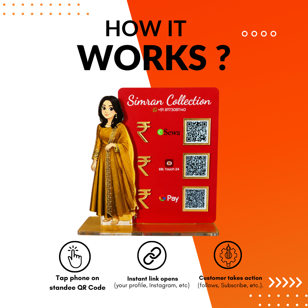 3 QR NFC Enabled Girl Cut Out Standee