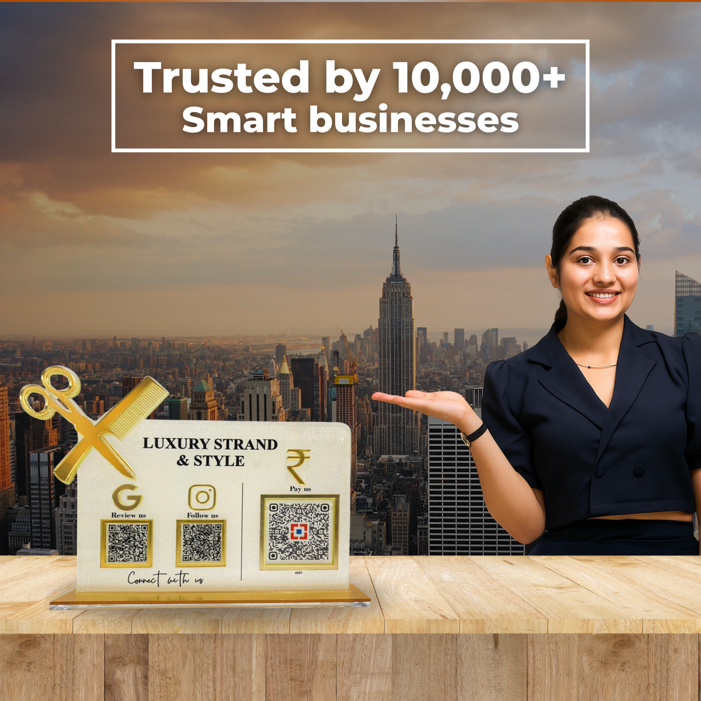 3 QR Frosted Salon Shape Standee