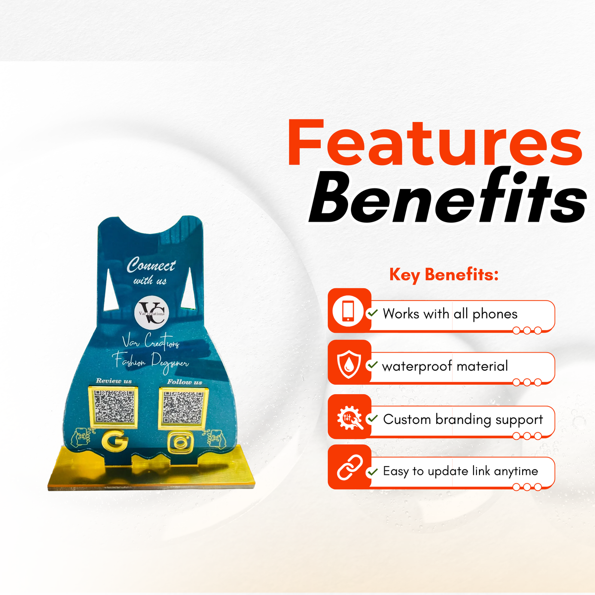2 QR NFC Enabled Dress-Shaped QR Acrylic Standee