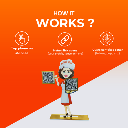 2 QR Girl Shape Standee