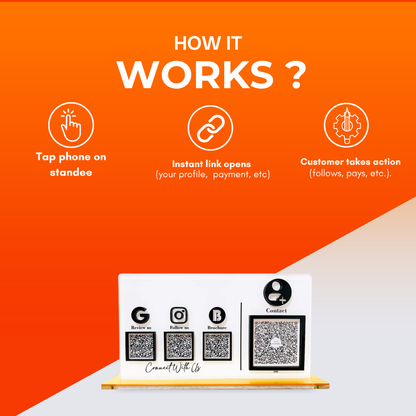 4 QR Horizontal Blue Colour QR Standee with Payment QR