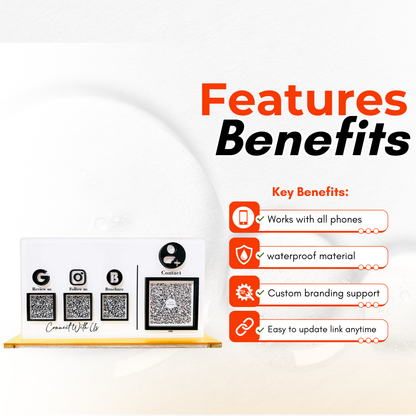 4 QR Horizontal Blue Colour QR Standee with Payment QR