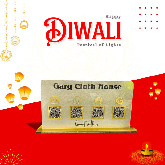 3-in-1 Golden Frosted QR Standee with Payment QR