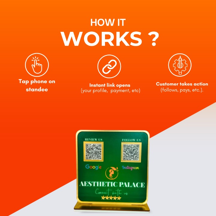 2 QR Green colour Golden Border standee