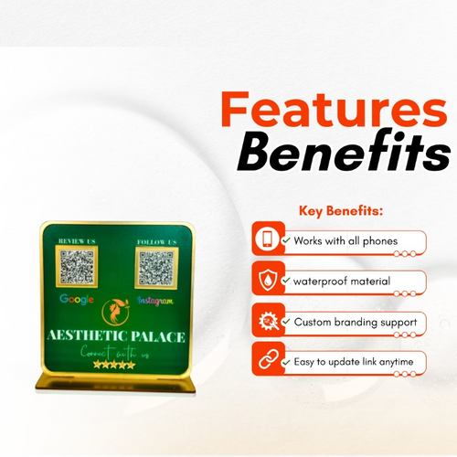 2 QR Green colour Golden Border standee