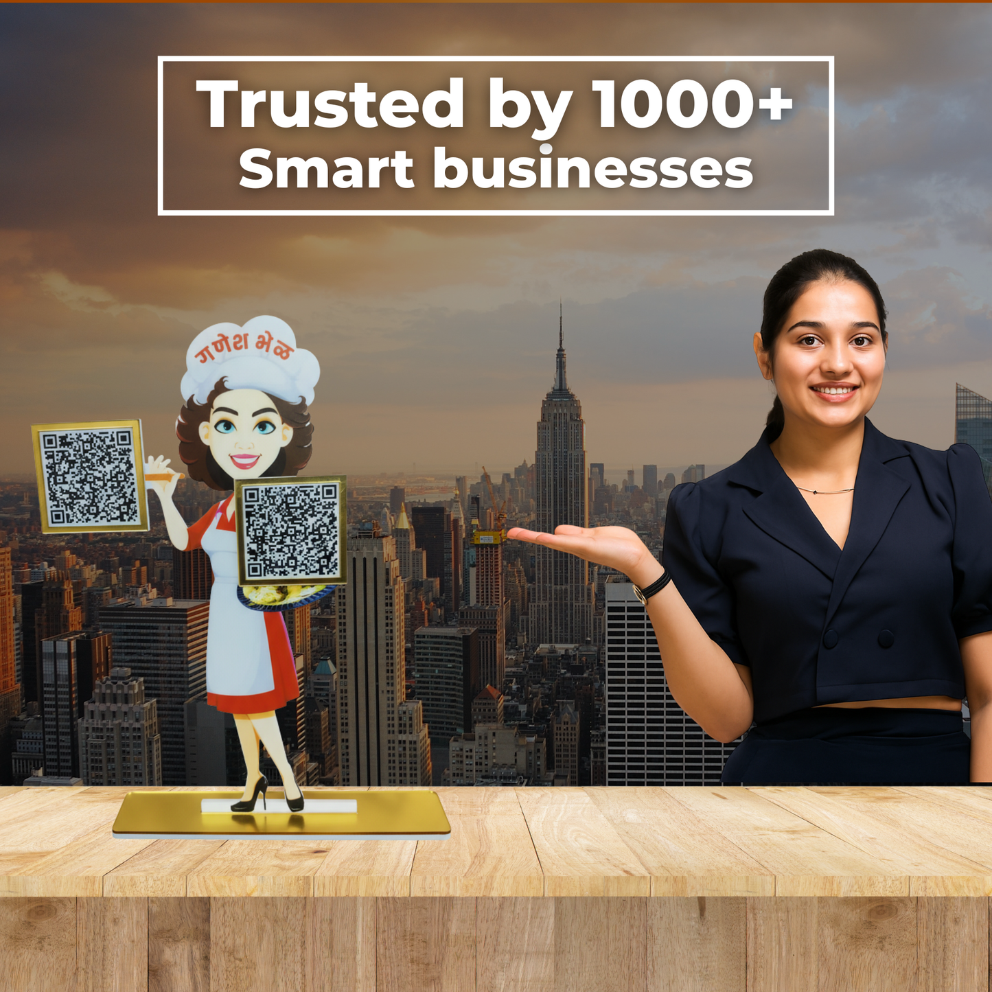 2 QR Girl Shape Standee