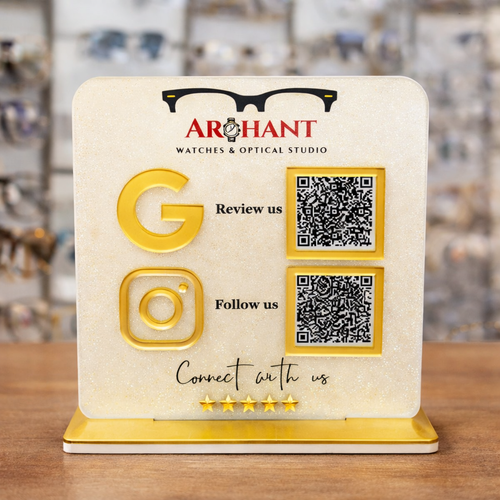 2 QR NFC Enabled Optical Studio & Watch Store Acrylic Standee