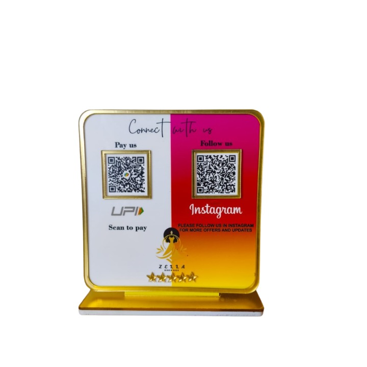 2 QR Colorful Golden Border Standee